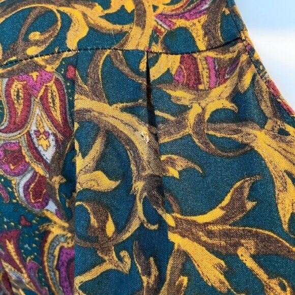 80s Paisley Dress teal and gold - Picture 6 of 8